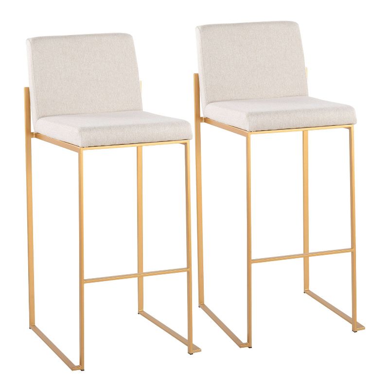 Set of 2 FujiHB Polyester/Steel Barstools Gold/Beige - LumiSource, 1 of 10
