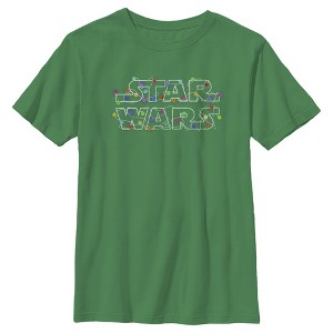 Boy's Star Wars Christmas Logo String Lights T-Shirt - 1 of 3