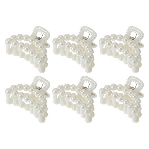 Unique Bargains Women Fashion Pearl Mini Hair Clip Pearl Oval Hairdo Clips 6 Pcs - 1 of 4
