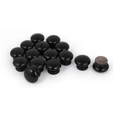 Unique Bargains Cabinet Drawer Wooden Round Pull Knob Black 1.34"x1.02" 15pcs