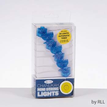 Rite Lite 20ct Chanukah Micro LED Battery Operated Mini String Lights with Timer Blue -  6' Clear Wire