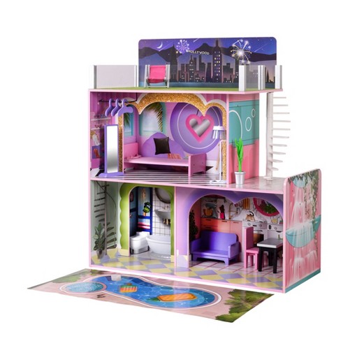 Hape Little Room Pretend Play 3 Story Wooden Doll House W/ Light, Doorbell,  & Bedroom, Bathroom, Living Room, & Dining Furniture For Kids Age 3 And Up  : Target