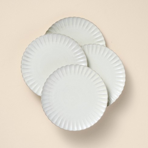 4pk 8.5 Scalloped Edge Stoneware Salad Plates Cream Hearth Hand With Magnolia Target