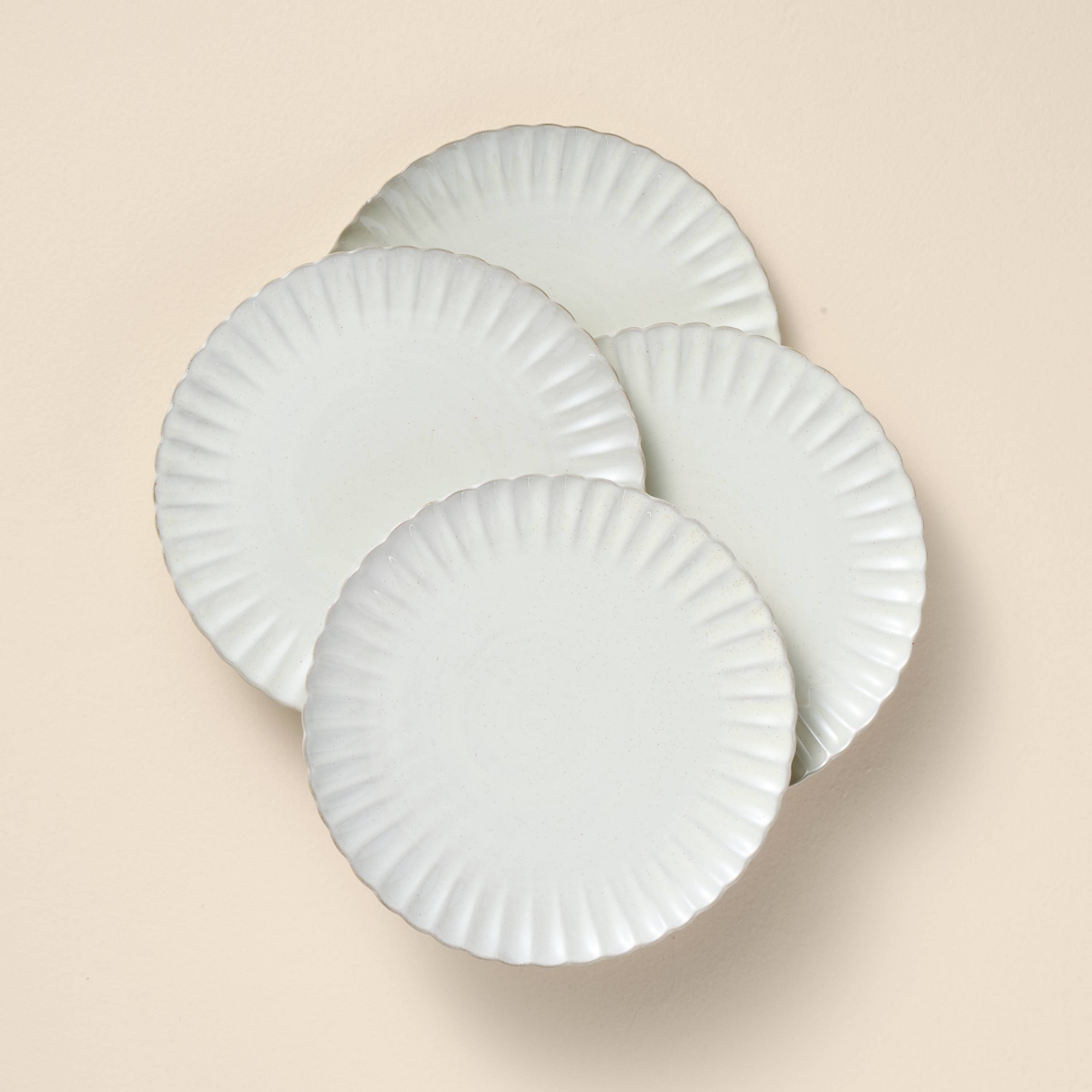 4pk 8.5" Scalloped Edge Stoneware Salad Plates Cream - Hearth & Hand™ with Magnolia