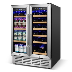 RAPSUAR 24 in. Dual Zone 18-Wine Bottles and 88-Cans Beverage and Wine Cooler - 1 of 4