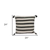 HomeRoots 24" Beige and Black Striped Cotton Throw Pillow With Tassels - 3 of 4