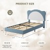 Upholstered Bed Frame for Kids - with Adjustable Scallop Headboard, Cute Velvet Princess Platform Bed, Solid Wood Slats Support, No Box Spring Needed - 3 of 4