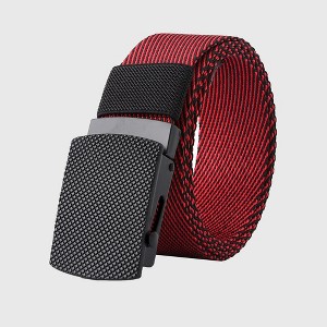 Anna-Kaci Women's Striped Nylon Belt with Textured Buckle - 1 of 4