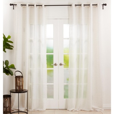 Saro Lifestyle Window Curtains With Sheer Linen Blend Design, Natural ...