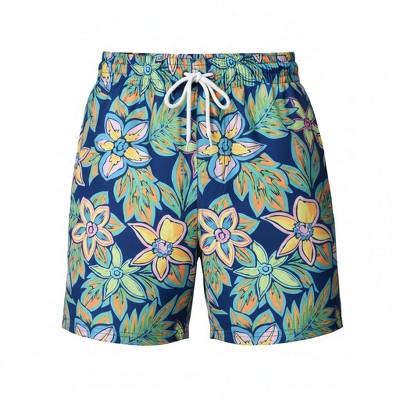 Burnside Men's Navy Floral 6" inseam Bathing Suit | Navy/Green Large — фото 3