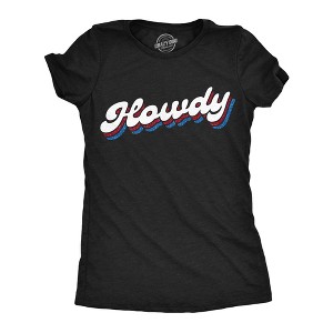 Womens Funny T Shirts Howdy Glitter Sarcastic Graphic Novelty Tee For Ladies - Crazy Dog Women's T Shirt For Retro Fans Black 3XL - 1 of 4