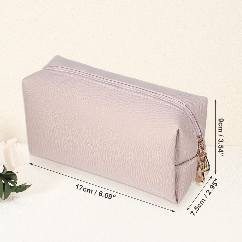 Unique Bargains Small Portable Travel Cosmetic Bag Pink 6.69"x2.95"x3.54" 1 Pc, 4 of 7