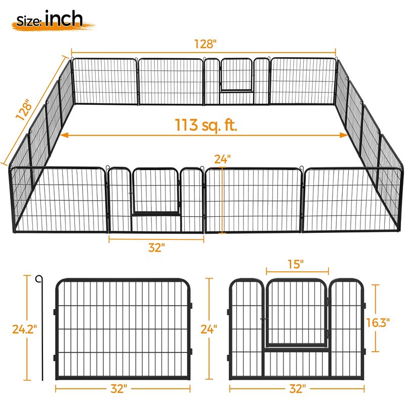 Yaheetech 24"H 16-Panel Large Dog Playpen for Outdoor Indoor, 4 of 10