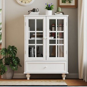 GlasFlength Decorative Storage Cabinets Modern Sideboard Cabinet with Doors and Shelves, for Living Room, Dining Room, Black, 60"*15.6"*32.28" - 1 of 4