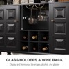 Wine Bar Liquor Cabinet with Wine Rack and Glass Holder, Buffet Cabinet with Adjustable Shelves, Black - 3 of 4