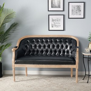 TiramisuBest Black Tufted Accent Chair, Upholstered Armchair with Button-Tufted Back, French Country Chair for Living, Bedroom, or Office - 1 of 4