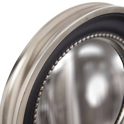 16" Round Frameless Black and Silver Convex Wall Mirror