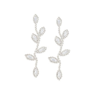 SOHI Women's Silver  Embellished Foliage Drop Earrings