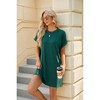 Womens Crew Neck T Shirt Dress Summer Shift Dress Basic Comfy A Line Lounge Dress V Neck Solid Pajama Dress Short Sleeve Nightgowns - 2 of 4