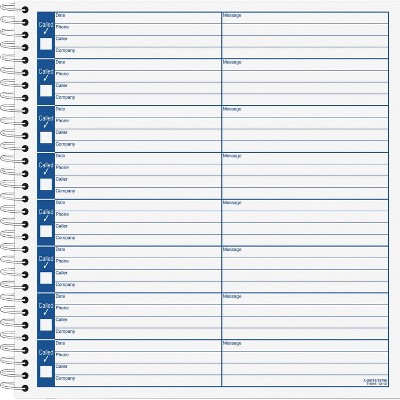 Adams Voice Mail Log Book 480 Messages 8-1/2"x8-1/4" 2BK/PK S8714