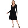 V Neck Casual Dress Long Sleeve Empire Waist Wrap Midi Party Dresses with Pockets - 4 of 4
