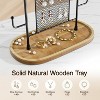 Earring Organizer Stand with 300 Holes & 6 Hooks, Wood Tray Display for Stud Earrings, Necklaces & Bracelets - 4 of 4