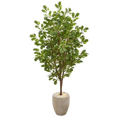 Nearly Natural 69-in Oak Artificial Tree in Sand Colored Planter