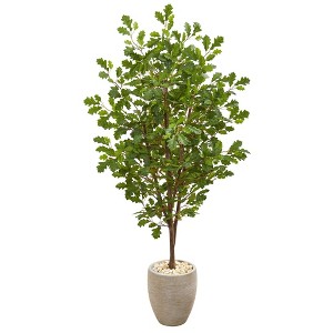 Nearly Natural 69-in Oak Artificial Tree in Sand Colored Planter - 1 of 1