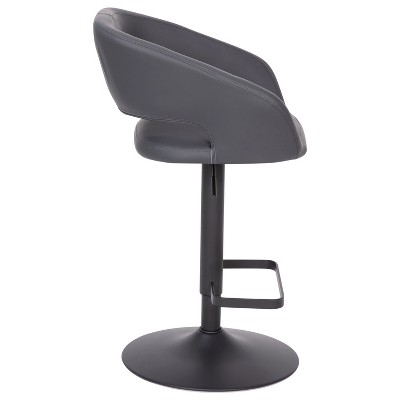 Gray Adjustable Swivel Barstool with Wood and Metal Base
