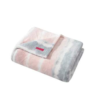 50"x70" Tie Dye Cloud Plush Reversible Throw Blanket Pink - Betseyville