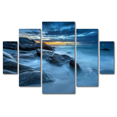 5pc Blue Hour for a Blue Ocean by Mathieu Rivrin - Trademark Fine Art