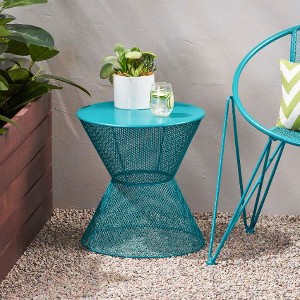 Round Patio Side Table for Outside Use, 17.75" Diameter Iron Outdoor End Table, Patio End Table -Christopher Knight Home - 1 of 4
