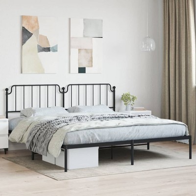vidaXL Metal Bed Frame with Headboard Black 76 in.x79.9 in. King