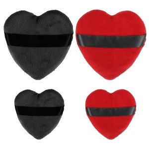 Unique Bargains Soft Heart Shape Puff Loose Powder Blender Beauty Makeup Tool Short Plush 4 Pcs - 1 of 4