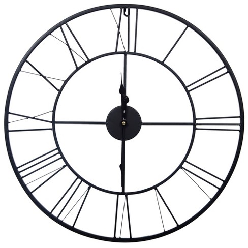 24 Metal Cutout Roman Numeral Wall Clock Black Gallery Solutions Target - Gallery Solutions Oversized Black And Bronze Metal Wall Clock