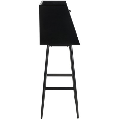 Black Wood Writing Desk with Drawer and Shelf