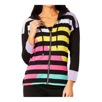 Women's Multi Stripe Zip Up Hoodie - Angel Apparel