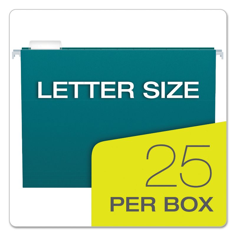 Pendaflex Essentials Colored Hanging Folders 1/5 Tab Letter Teal 25/Box 81614, 2 of 6