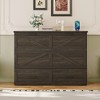 Full/Queen Size Farmhouse Murphy Bed with Charging Station, Foldable Platform Bed with Large Storage Drawer - ModernLuxe - 3 of 4