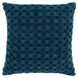 20"x20" Oversize Solid Textured Poly Filled Square Throw Pillow Teal - Rizzy Home: Contemporary Indoor Cushion, Hidden Zipper - 1 of 4