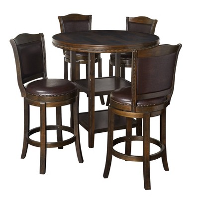42" 5pc Adam Round Pub Dining Set Brown - Buylateral