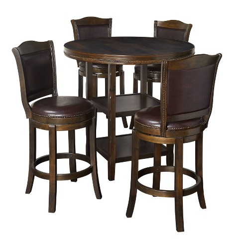 Round wood pub on sale table and chairs