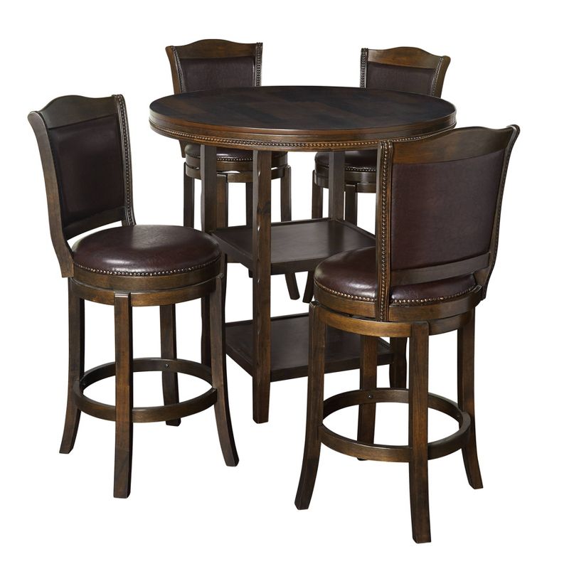 42&#34; 5pc Adam Round Pub Dining Set Brown - Buylateral, 1 of 6