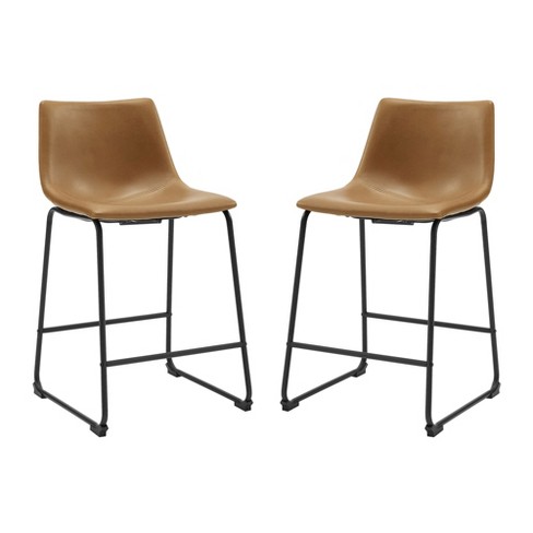 Caramel leather bar online stools