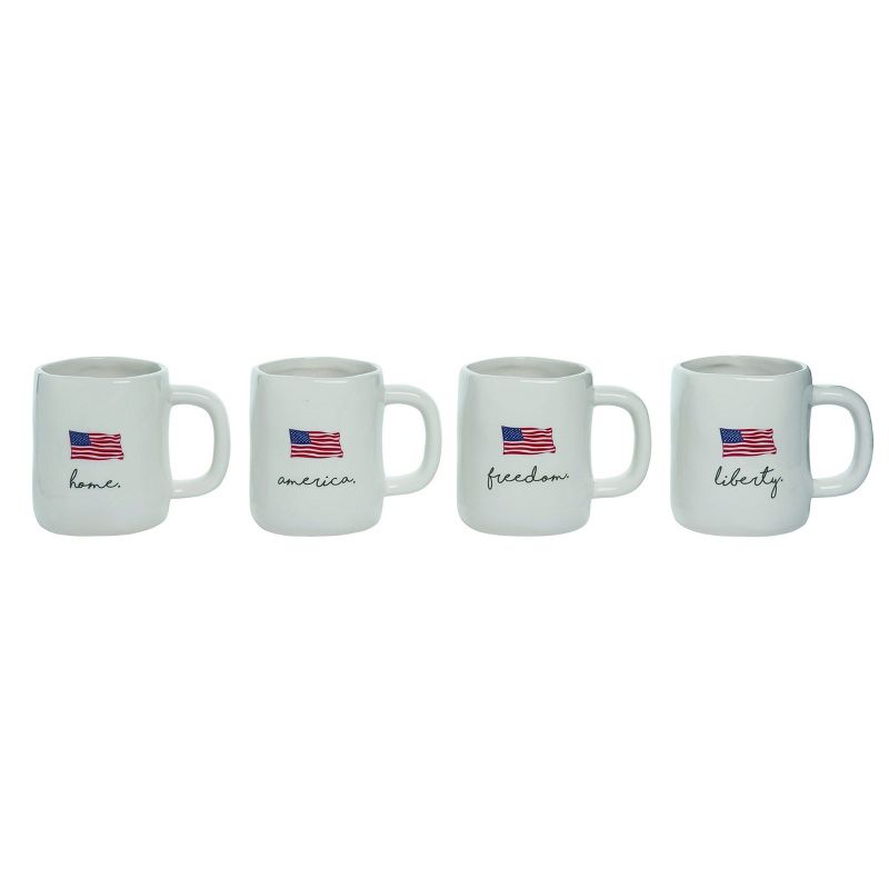 Transpac America The Beautiful USA Flag Sentiment Ceramic Mug Set of 4, Dishwasher Safe, 5 of 6