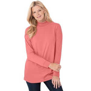 Woman Within Perfect Long-Sleeve Mockneck Tee - 1 of 4
