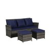 3-Piece PE Rattan Patio Seating Set,Outdoor Patio Set With Thick Cushions,Patio Small Space Chat Set,Sofa And Ottoman -Maison Boucle - 4 of 4