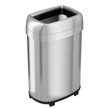 iTouchless 13gal Elliptical Trash Can with Wheels and Dual Odor Filters