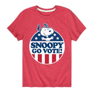 Boys' - Peanuts - Snoopy Go Vote Short Sleeve Graphic T-Shirt - 1 of 4
