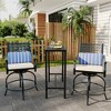 Outdoor High Swivel Bar Stools, Bar Height Patio Chairs with Seat Cushion, Counter Height Tall Patio Swivel Chairs, Outdoor Swivel Bar Chairs Set of 2 - 3 of 4